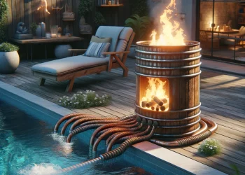 Feuertonne als Poolheizung