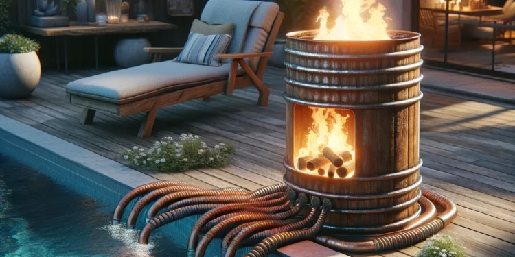 Feuertonne als Poolheizung