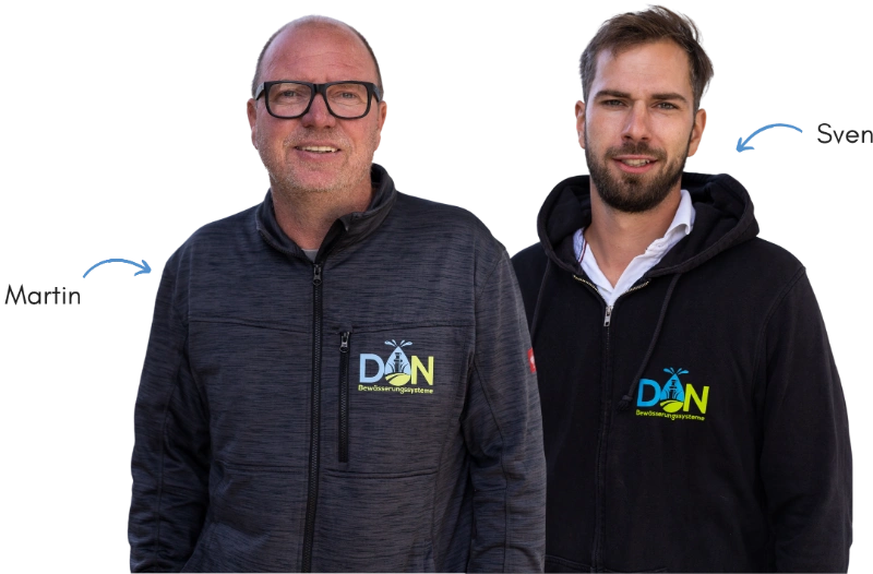 Die Poolbau-Experten Martin und Sven von D&N-Bewässerungssysteme.